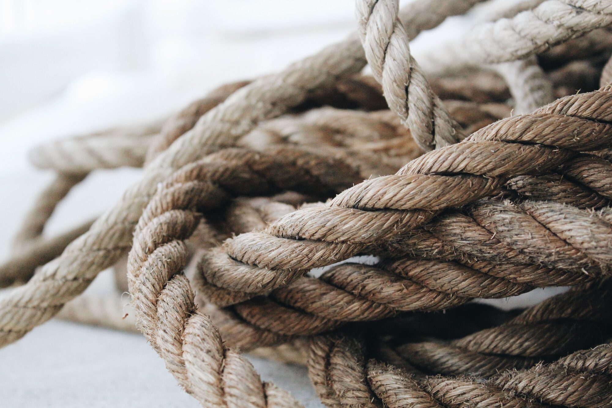 Mood still: a coil of jute rope.